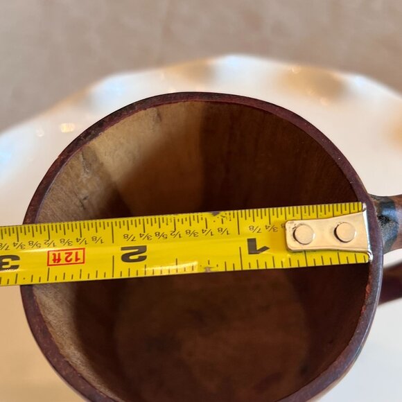 Hand-Carved Wooden Mug With Giraffe Handle & Giraffe Print Design 4.5" Tall 2.7 - Picture 4 of 11